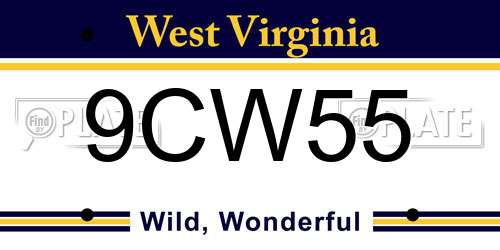 9CW55 West Virginia License Plate