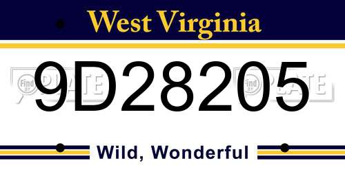 9D28205 West Virginia License Plate
