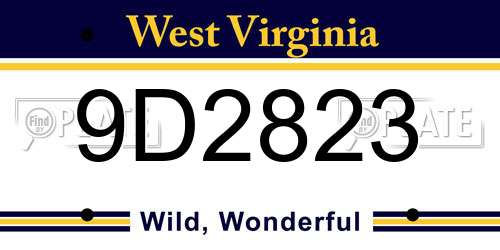 9D2823 West Virginia License Plate