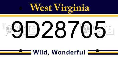 9D28705 West Virginia License Plate