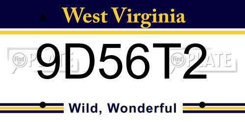 9D56T2 West Virginia License Plate