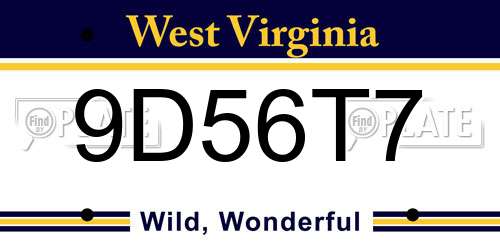 9D56T7 West Virginia License Plate