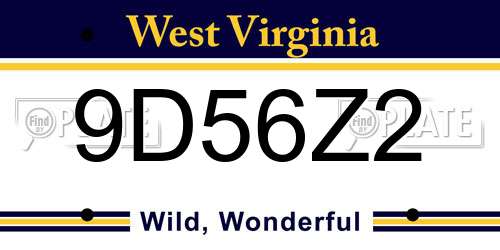 9D56Z2 West Virginia License Plate