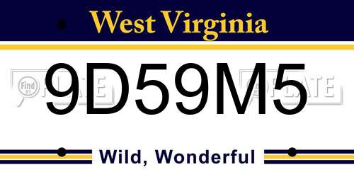 9D59M5 West Virginia License Plate