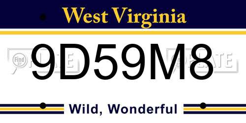 9D59M8 West Virginia License Plate