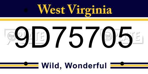 9D75705 West Virginia License Plate