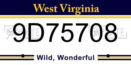 9D75708 West Virginia License Plate