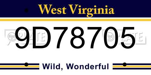 9D78705 West Virginia License Plate