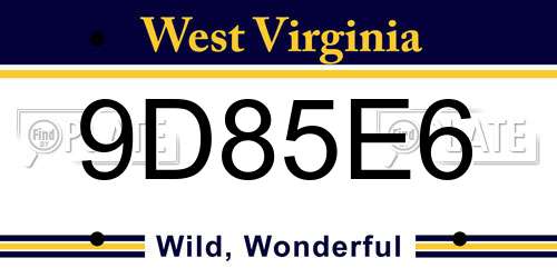 9D85E6 West Virginia License Plate