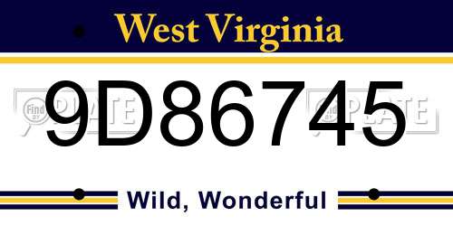 9D86745 West Virginia License Plate