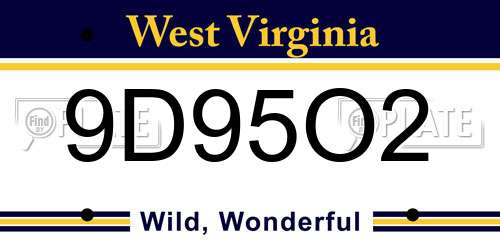 9D95O2 West Virginia License Plate