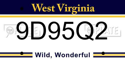 9D95Q2 West Virginia License Plate