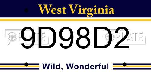 9D98D2 West Virginia License Plate