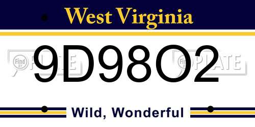 9D98O2 West Virginia License Plate