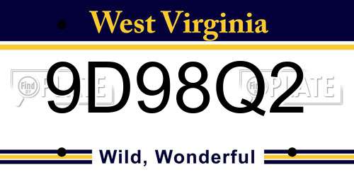 9D98Q2 West Virginia License Plate