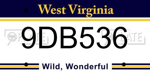 9DB536 West Virginia License Plate
