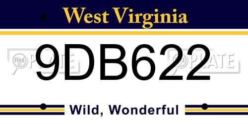 9DB622 West Virginia License Plate