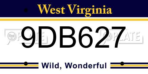 9DB627 West Virginia License Plate