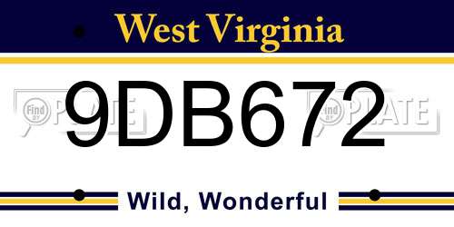 9DB672 West Virginia License Plate