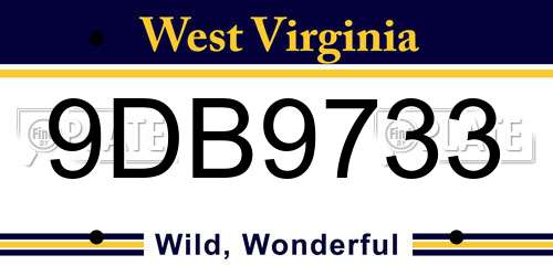 9DB9733 West Virginia License Plate