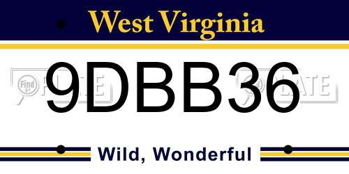 9DBB36 West Virginia License Plate