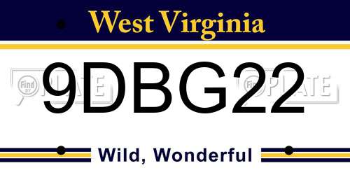 9DBG22 West Virginia License Plate