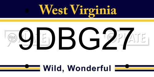 9DBG27 West Virginia License Plate