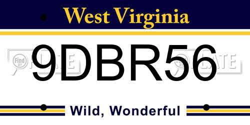 9DBR56 West Virginia License Plate