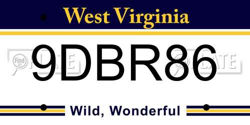 9DBR86 West Virginia License Plate