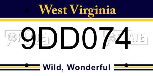9DD074 West Virginia License Plate