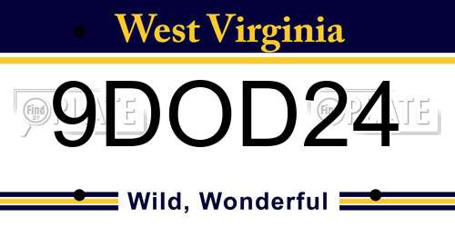 9DOD24 West Virginia License Plate
