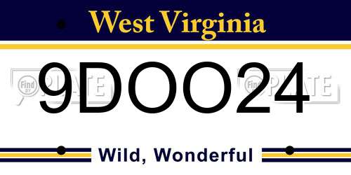 9DOO24 West Virginia License Plate