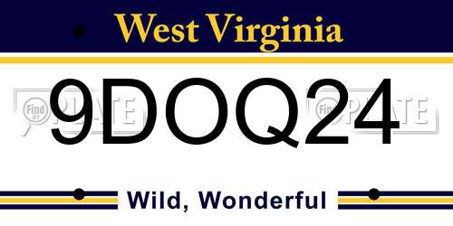 9DOQ24 West Virginia License Plate