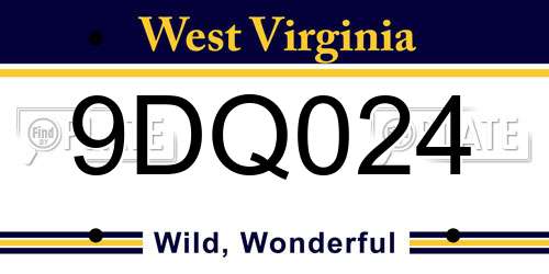 9DQ024 West Virginia License Plate