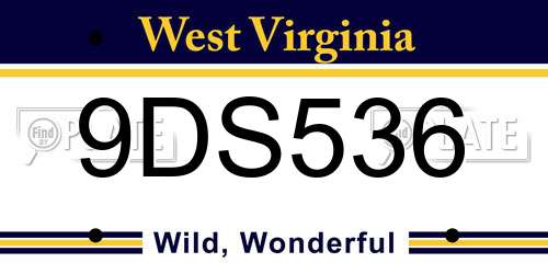 9DS536 West Virginia License Plate