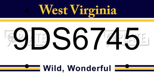 9DS6745 West Virginia License Plate
