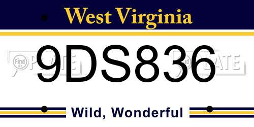 9DS836 West Virginia License Plate