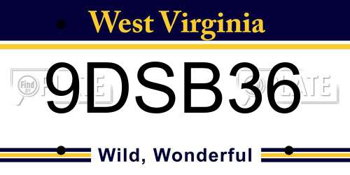 9DSB36 West Virginia License Plate