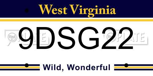 9DSG22 West Virginia License Plate