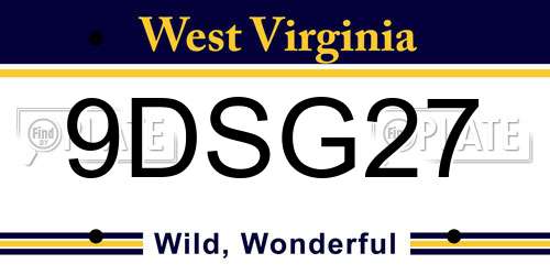 9DSG27 West Virginia License Plate