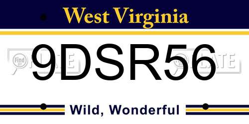 9DSR56 West Virginia License Plate