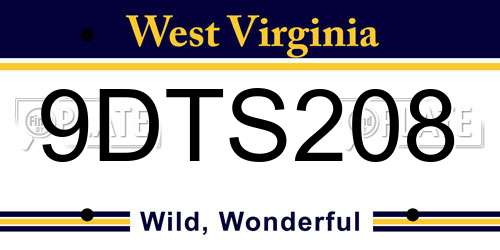 9DTS208 West Virginia License Plate