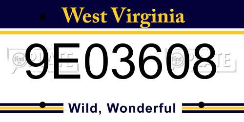 9E03608 West Virginia License Plate