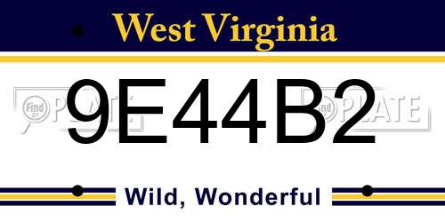 9E44B2 West Virginia License Plate