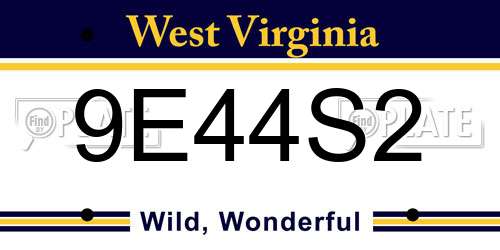 9E44S2 West Virginia License Plate