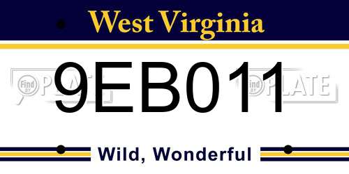 9EB011 West Virginia License Plate