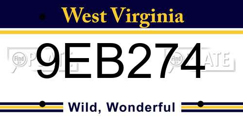 9EB274 West Virginia License Plate