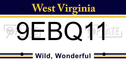 9EBQ11 West Virginia License Plate