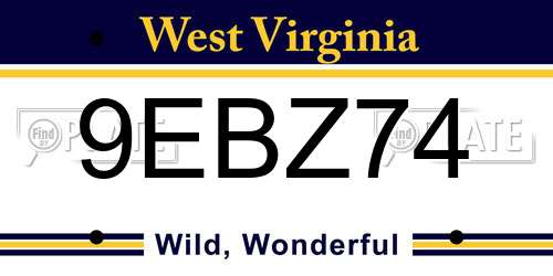 9EBZ74 West Virginia License Plate