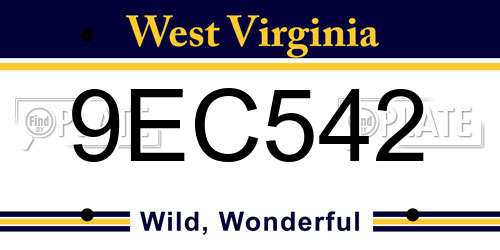9EC542 West Virginia License Plate